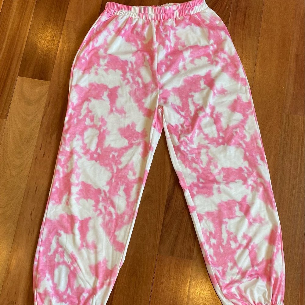 pink tie-dye sweatpants